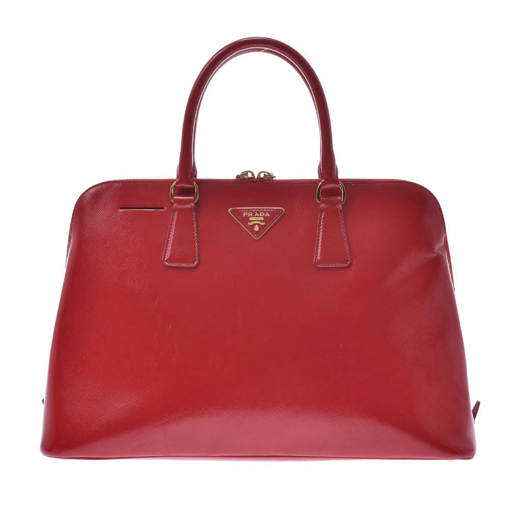 Prada Red Saffiano Handbag Enamel Red - Picture 2 of 9